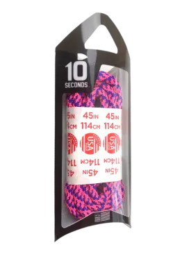 10 Seconds ® Athletic Jumbo Round Laces | Purple/Neon Pink Houndstooth