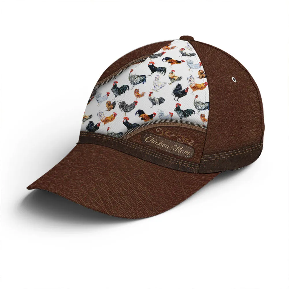 Chicken Mom Leather Baseball Cap Coolspod