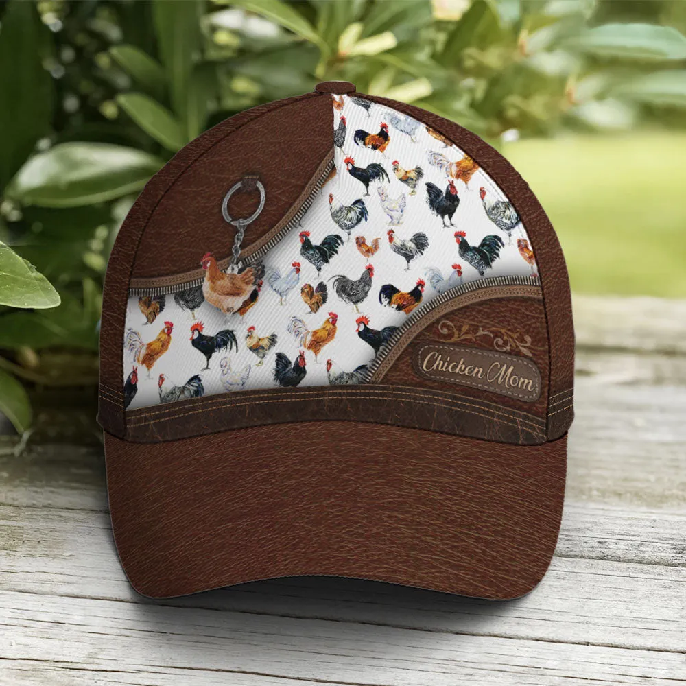 Chicken Mom Leather Baseball Cap Coolspod