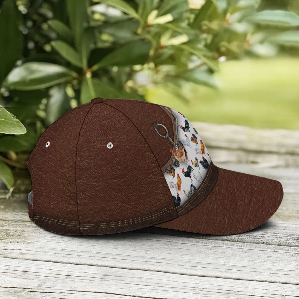 Chicken Mom Leather Baseball Cap Coolspod