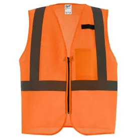 Class 2 High Visibility Orange Mesh One Pocket Safety Vest - 2X/3X (CSA)