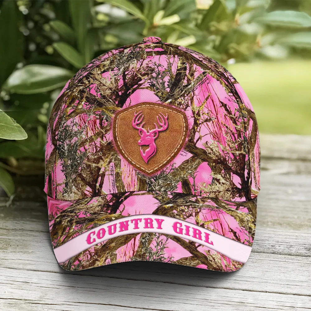 Deer Pattern Baseball Cap For Country Girl Pink Camouflaged Coolspod