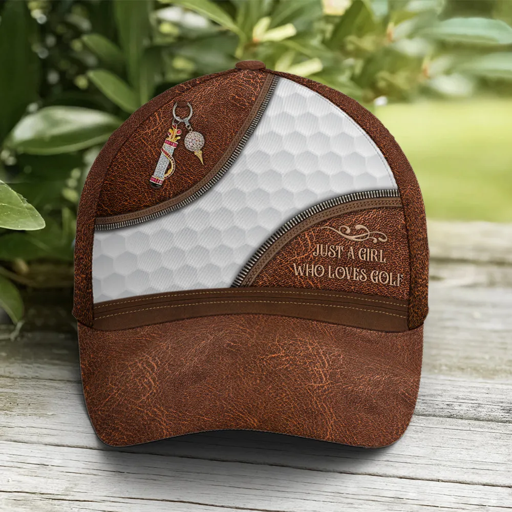 Just A Girl Who Loves Golf Leather Style Baseball Cap Coolspod