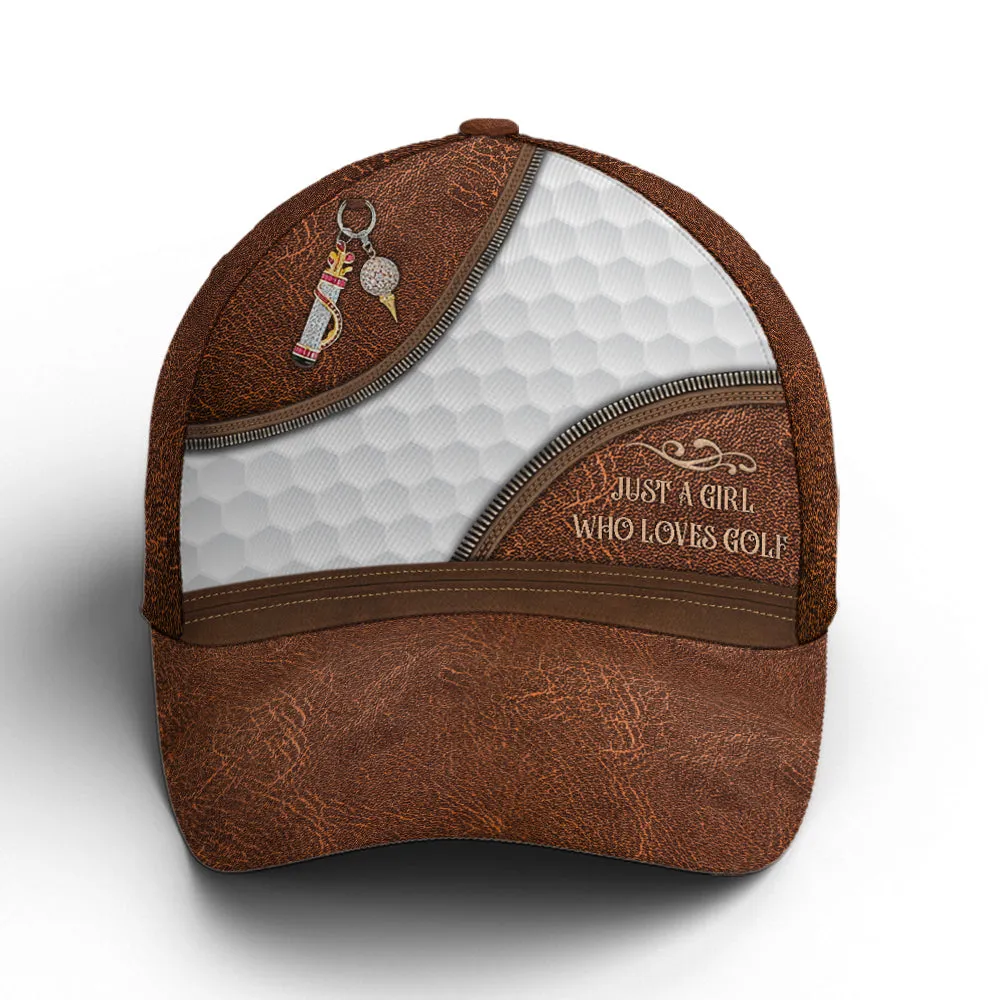 Just A Girl Who Loves Golf Leather Style Baseball Cap Coolspod