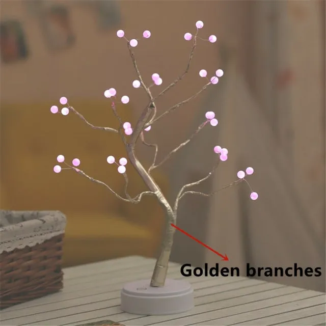 LED Copper Wire Night Light Tree Fairy Lights Home Decoration Night Lamp For Bedroom Bedside Table Lamp USB And Battery Operated