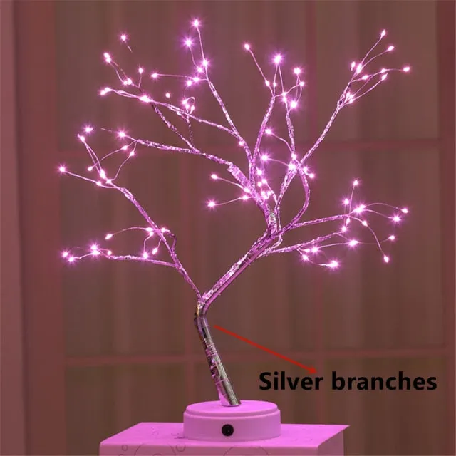 LED Copper Wire Night Light Tree Fairy Lights Home Decoration Night Lamp For Bedroom Bedside Table Lamp USB And Battery Operated