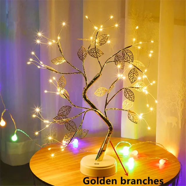 LED Copper Wire Night Light Tree Fairy Lights Home Decoration Night Lamp For Bedroom Bedside Table Lamp USB And Battery Operated