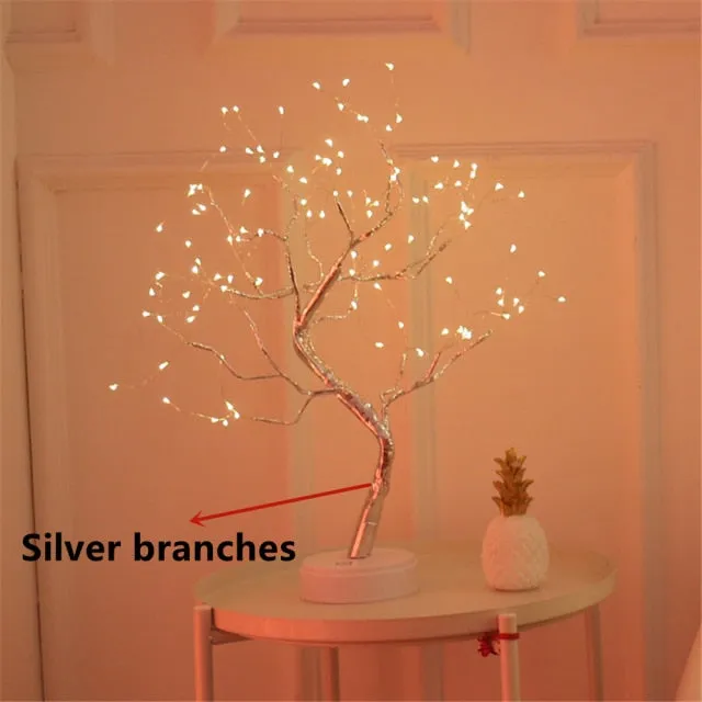 LED Copper Wire Night Light Tree Fairy Lights Home Decoration Night Lamp For Bedroom Bedside Table Lamp USB And Battery Operated