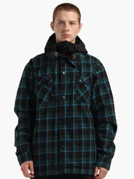 men's autumn and winter blue and green plaid shirt ski suit waterproof thick warm veneer trend loose snow suit