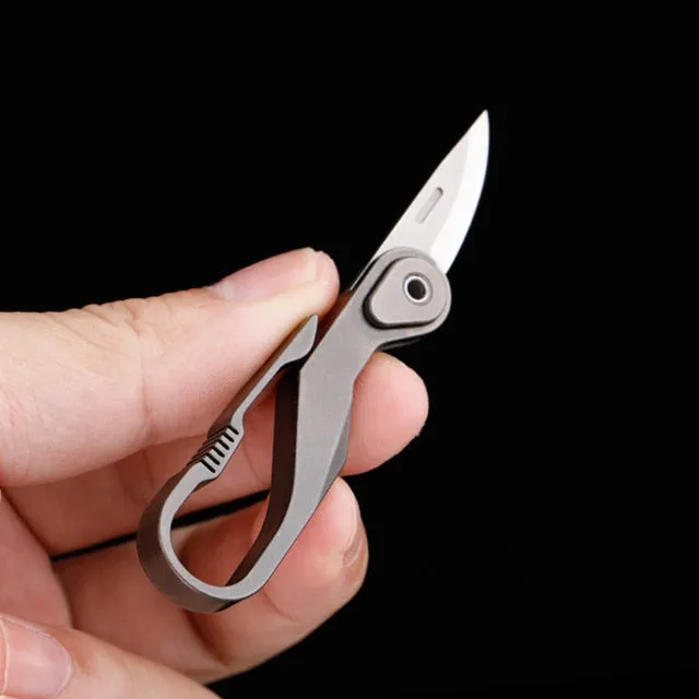 Mini Outdoor Foldable Titanium Knife Keychain