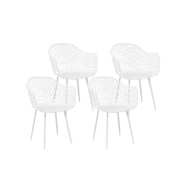 Set of 4 Ventilated Outdoor Dining Chairs - White