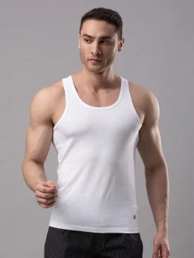 White 100% Cotton Vest (Round Neck)- Underjeans By Spykar